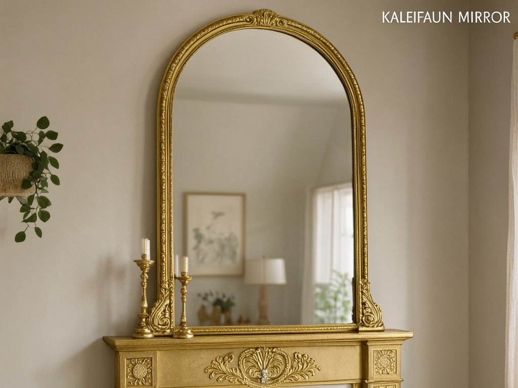 B2B Gold Arched Fireplace Mantel Overmantle Mirror Vendor