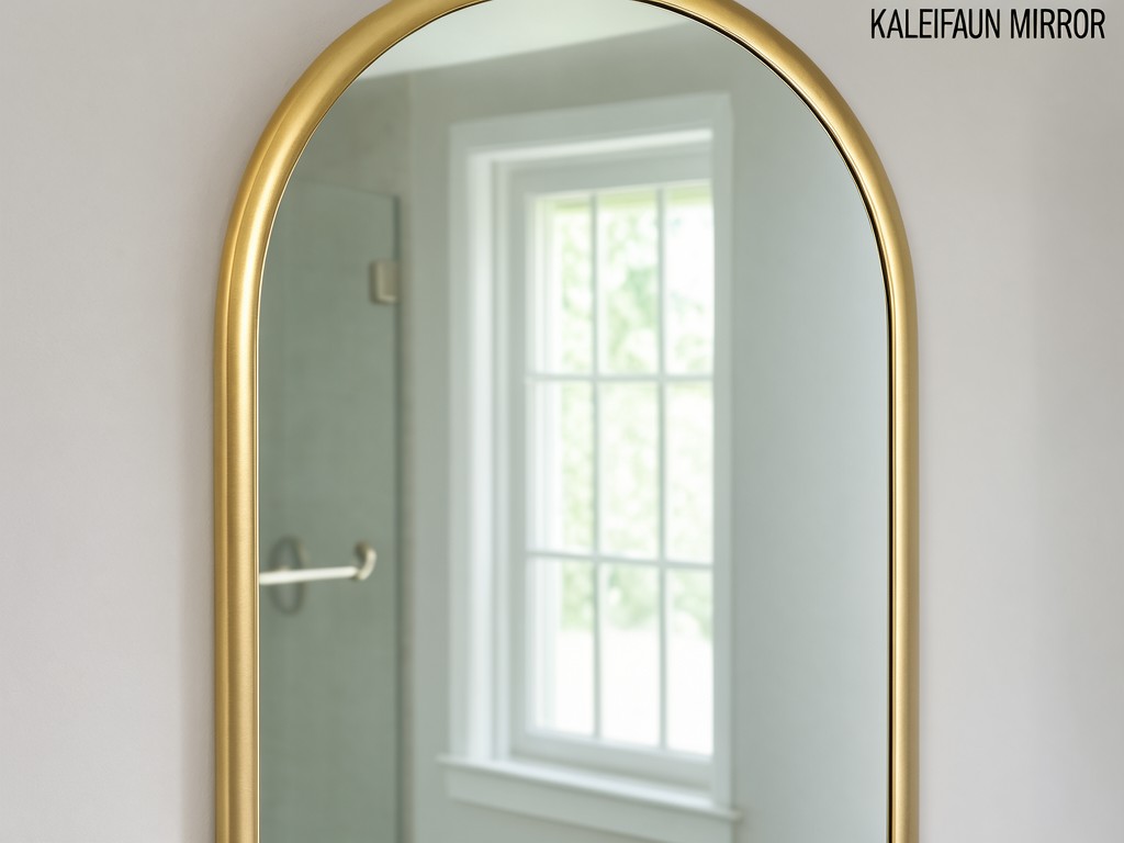 China Brushed Gold Arched Bathroom Mirror Wholesale