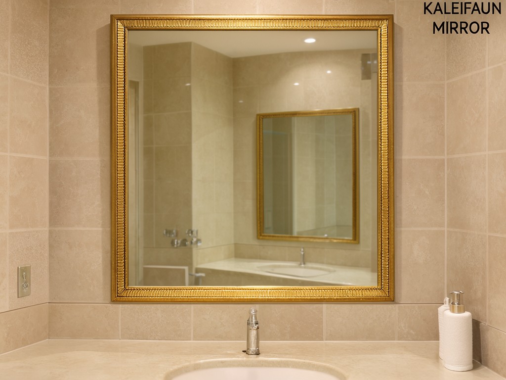 China gold trim bathroom mirror factory